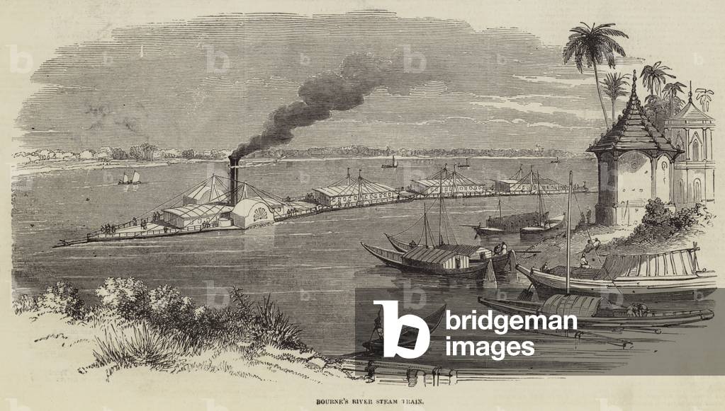 Bourne's River Steam Train (engraving)