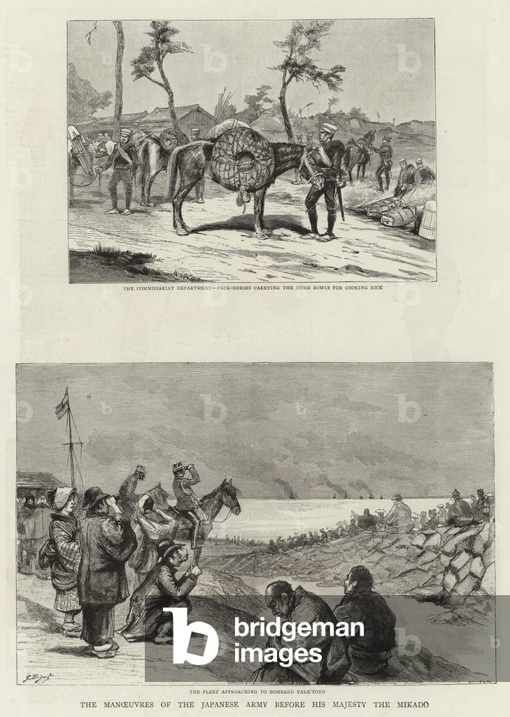 The Manoeuvres of the Japanese Army before His Majesty the Mikado (engraving)