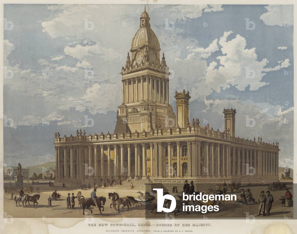 The New Town-Hall, Leeds, opened by Her Majesty (chromolitho)