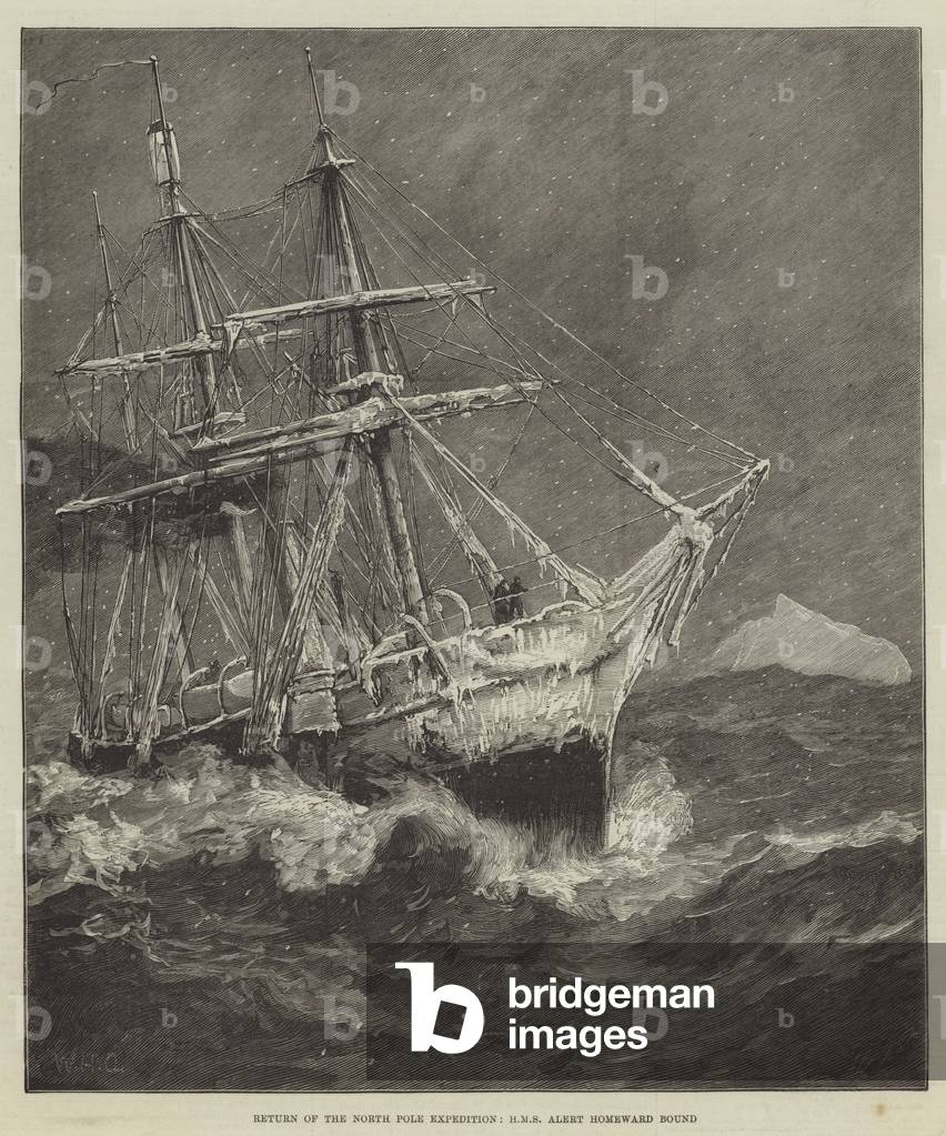 Return of the North Pole Expedition, HMS Alert Homeward Bound (engraving)