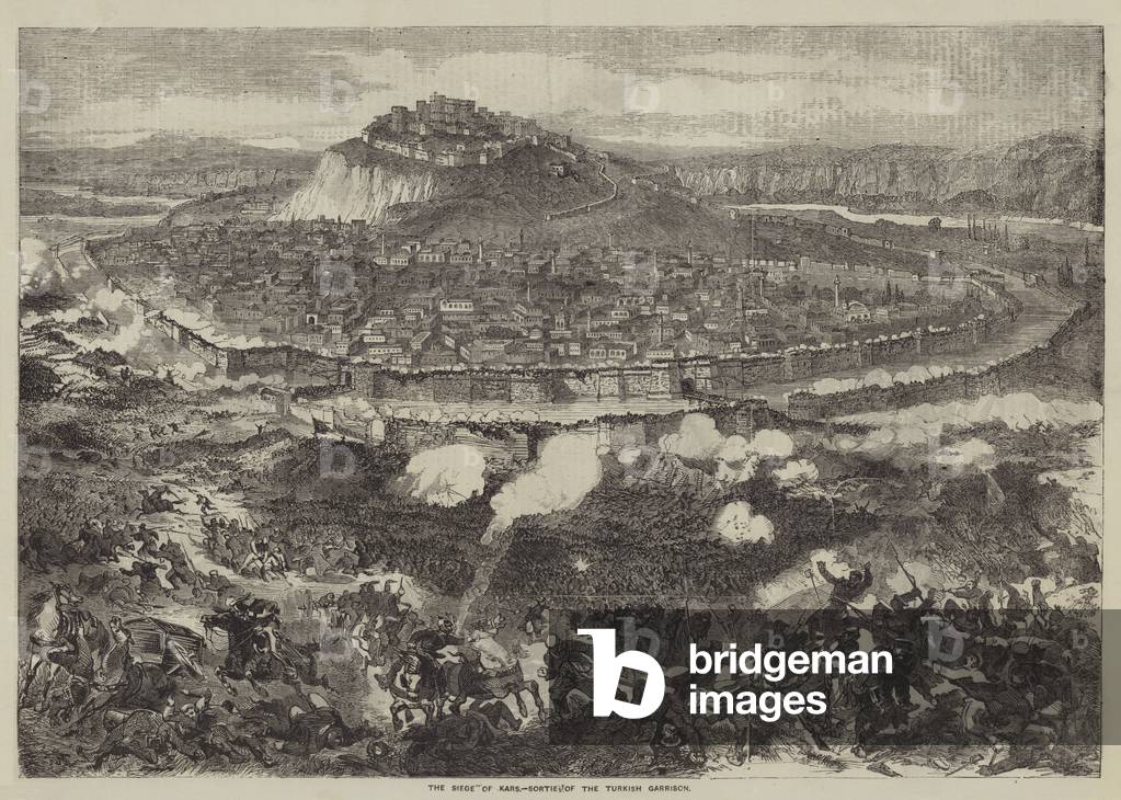 The Siege of Kars, Sortie of the Turkish Garrison (engraving)