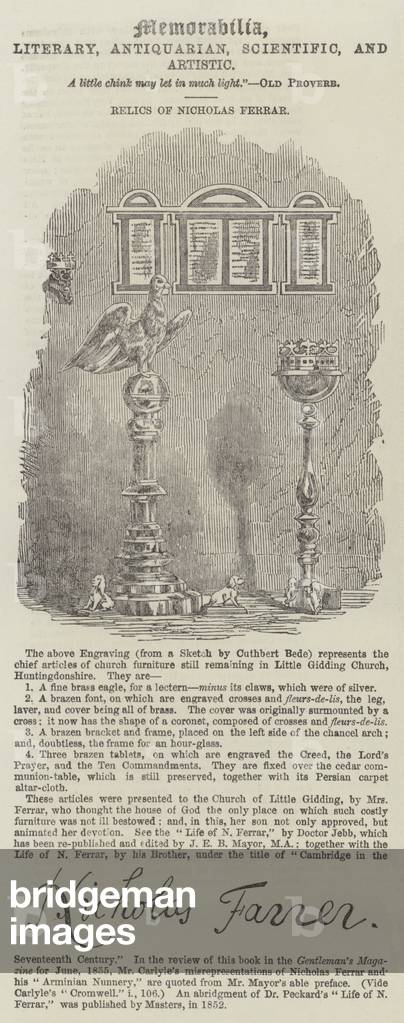 Relics of Nicholas Ferrar (engraving)