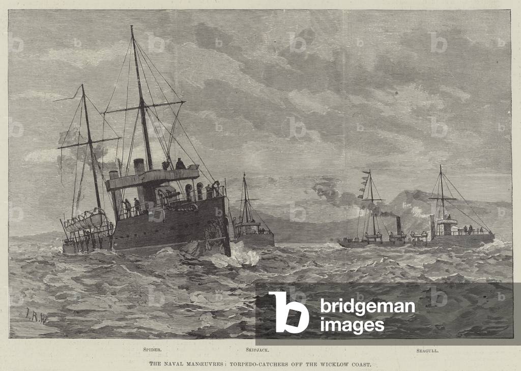 The Naval Manoeuvres, Torpedo-Catchers off the Wicklow Coast (engraving)