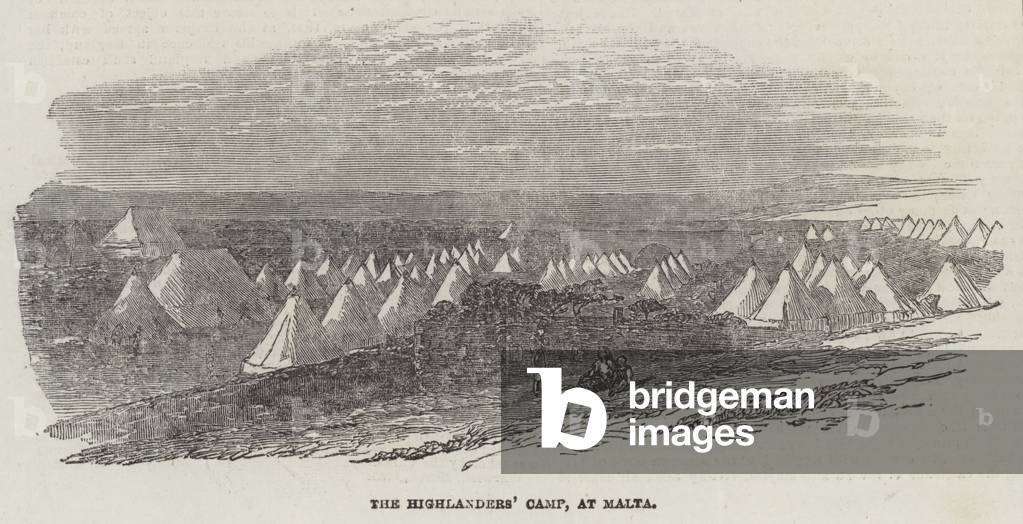 The Highlanders' Camp, at Malta (engraving)
