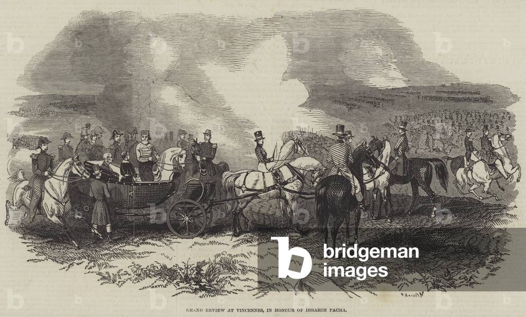Grand Review at Vincennes, in Honour of Ibrahim Pacha (engraving)