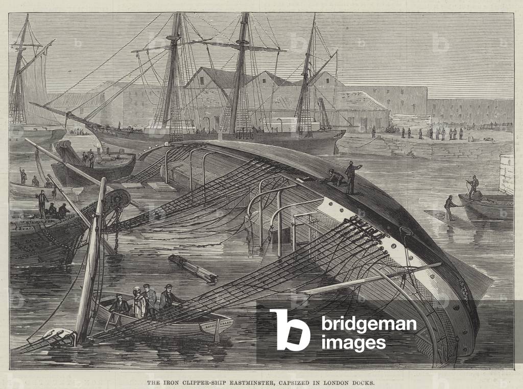 The Iron Clipper-Ship Eastminster, capsized in London Docks (engraving)