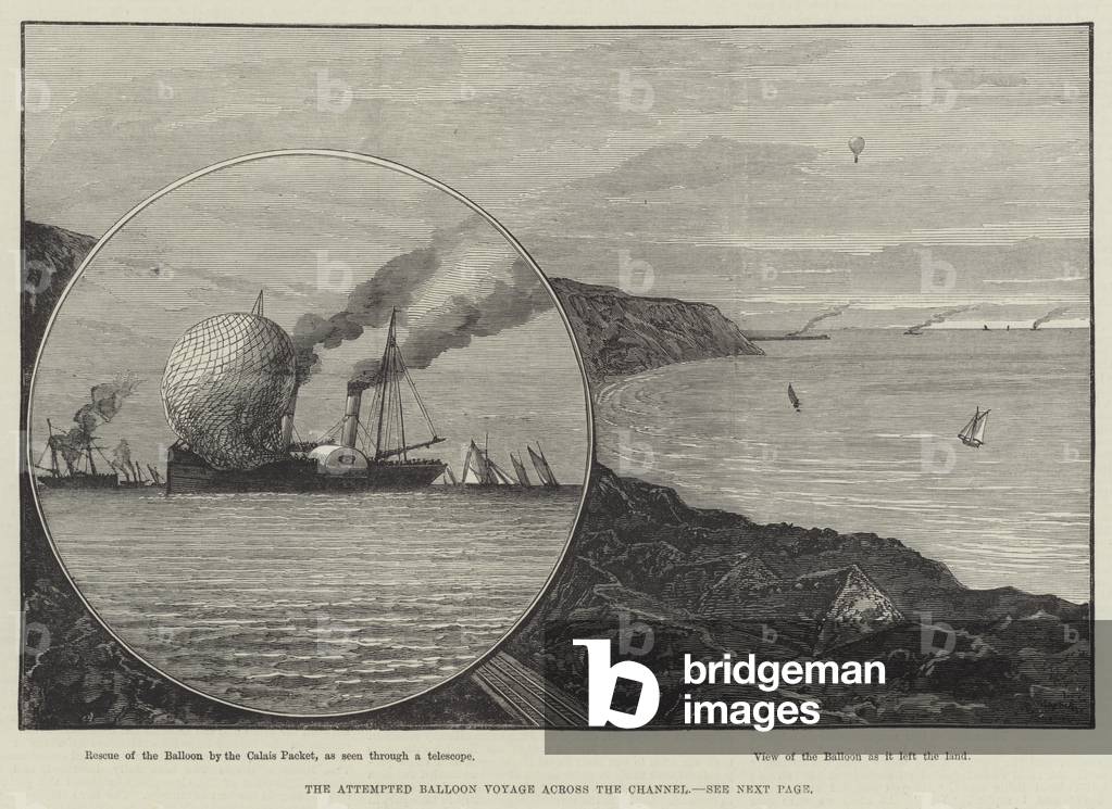 The Attempted Balloon Voyage across the Channel (engraving)