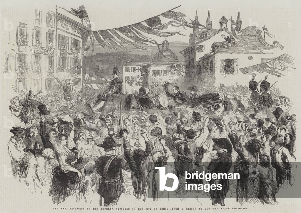 The War, Reception of the Emperor Napoleon in the City of Genoa (engraving)