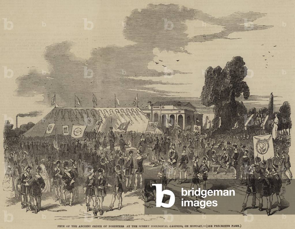 Fete of the Ancient Order of Foresters at the Surrey Zoological Gardens, on Monday (engraving)
