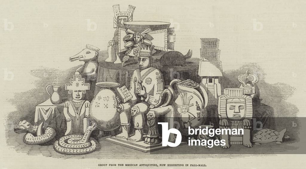 Group from the Mexican Antiquities, now exhibiting in Pall-Mall (engraving)