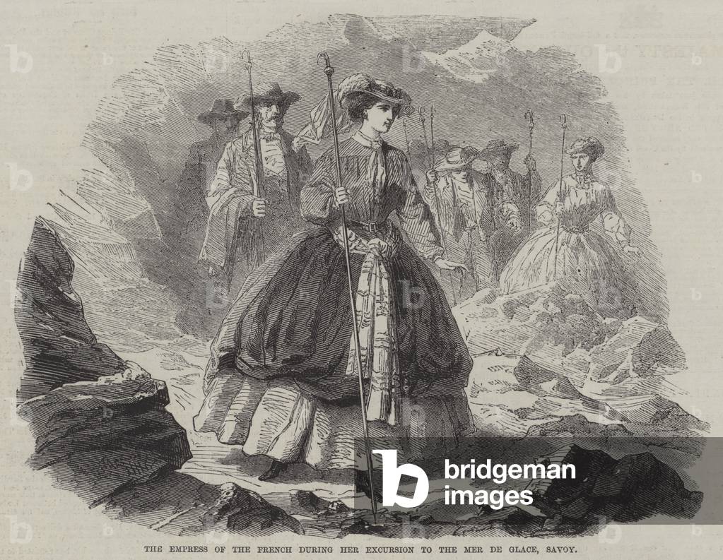 The Empress of the French During her Excursion to the Mer de Glace, Savoy (engraving)