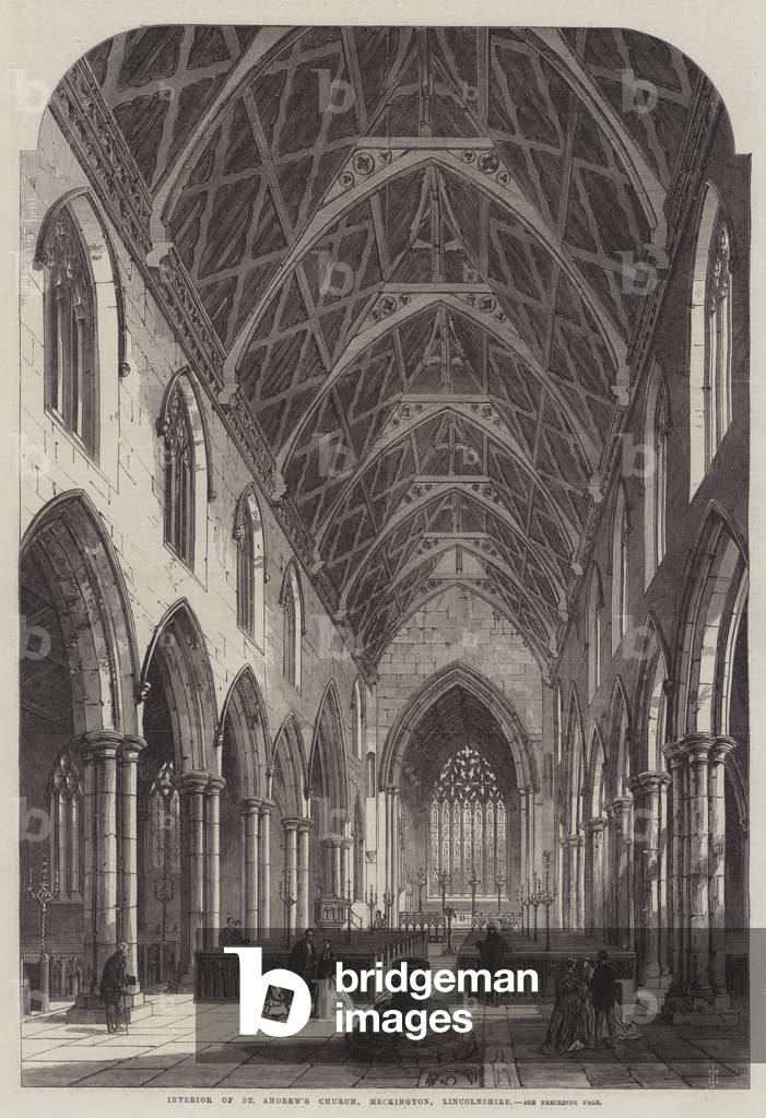 Interior of St Andrew's Church, Heckington, Lincolnshire (engraving)