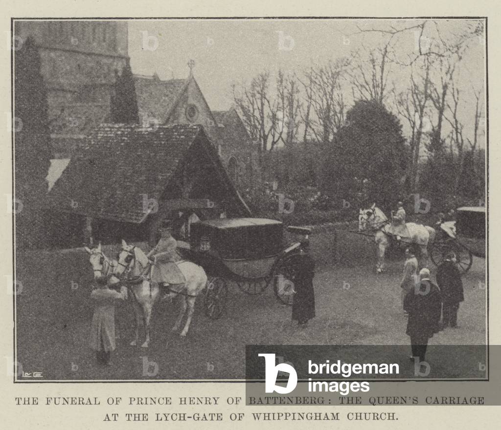 The Funeral of Prince Henry of Battenberg, the Queen's Carriage at the Lych-Gate of Whippingham Church (engraving)