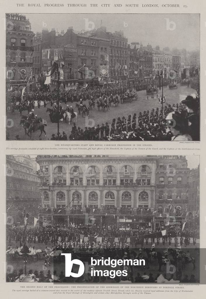 The Royal Progress through the City and South London, 25 October (b/w photo)