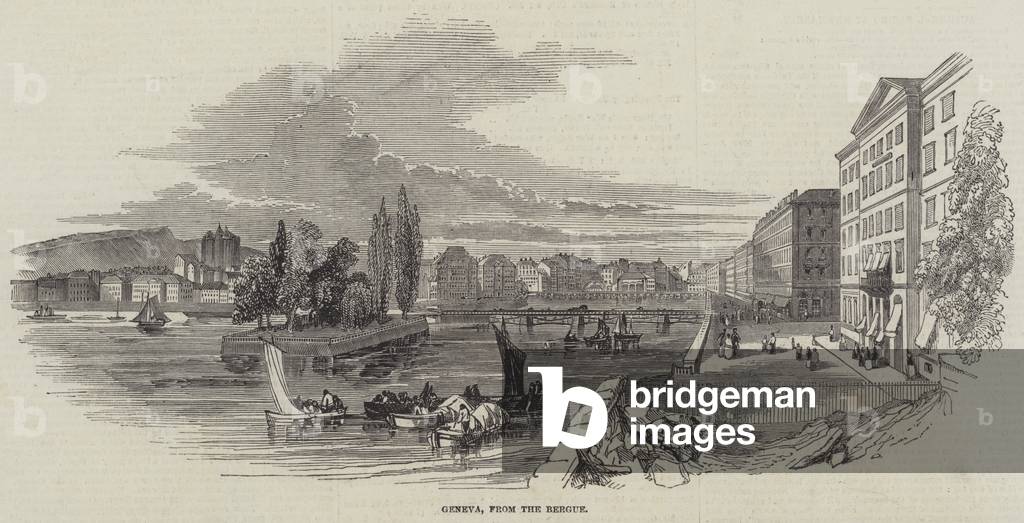 Geneva, from the Bergue (engraving)