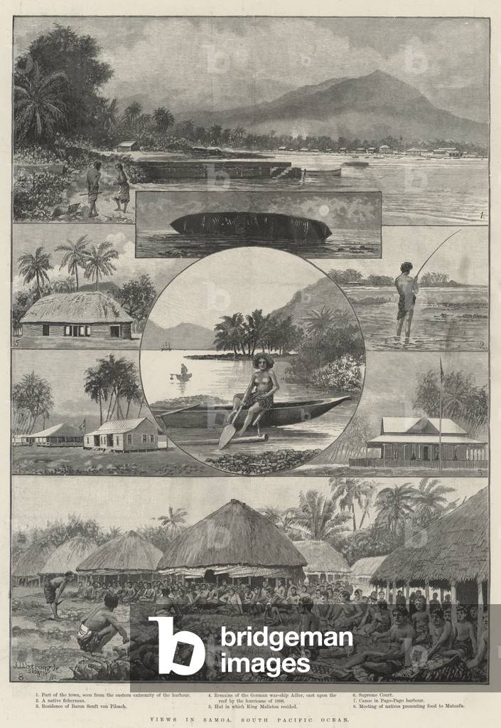 Views in Samoa, South Pacific Ocean (engraving)