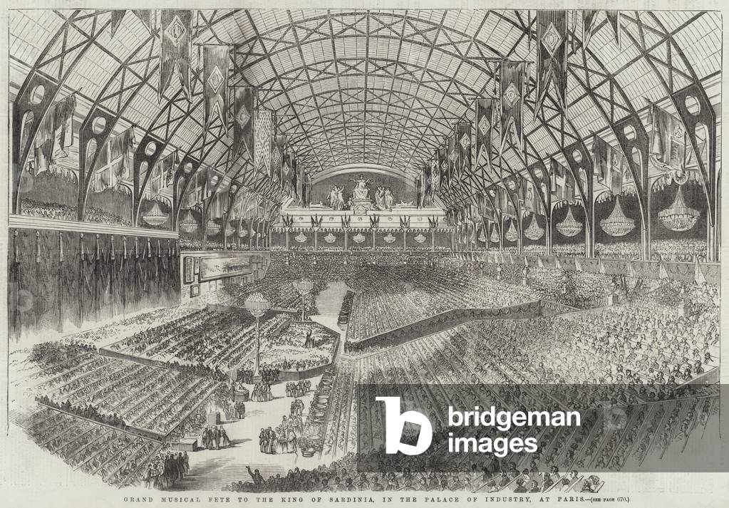 Grand Musical Fete to the King of Sardinia, in the Palace of Industry, at Paris (engraving)