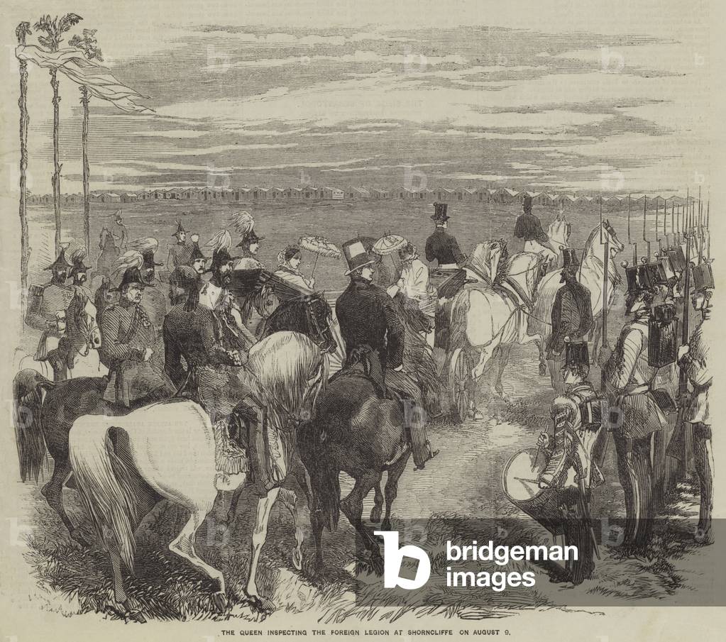 The Queen inspecting the Foreign Legion at Shorncliffe on 9 August (engraving)