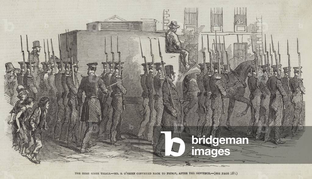 The Irish State Trials, Mr S O'Brien conveyed Rack to Prison, after the Sentence (engraving)