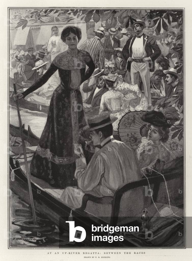 At an Up-River Regatta, between the Races (litho)