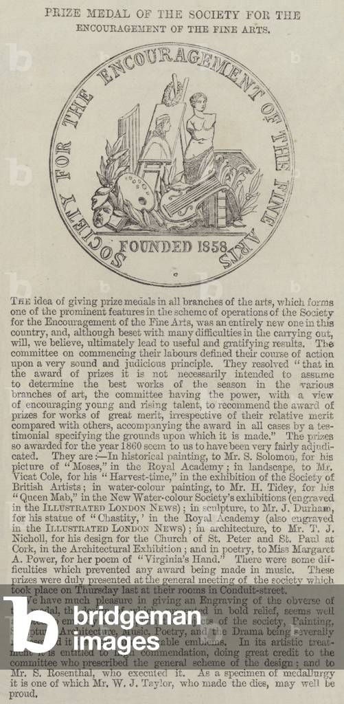 Prize Medal of the Society for the Encouragement of the Fine Arts (engraving)