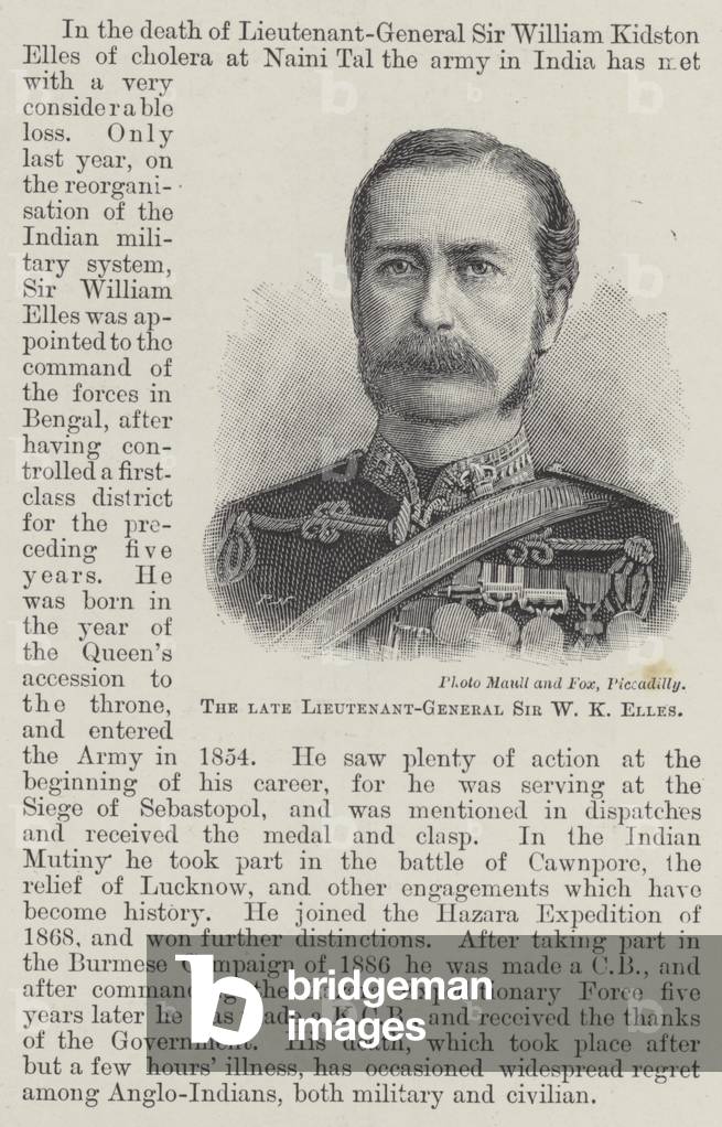 The late Lieutenant-General Sir W K Elles (engraving)