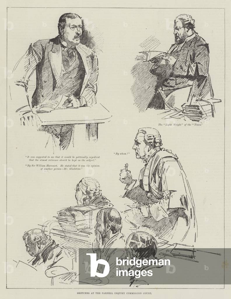 Sketches at the Parnell Inquiry Commission Court (litho)