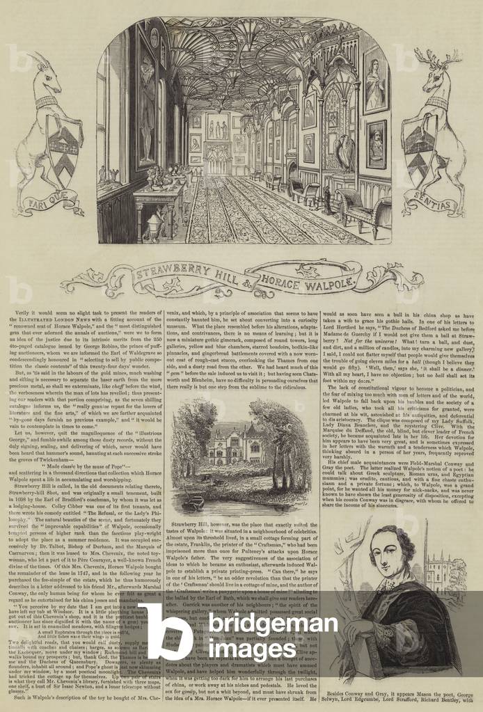 Strawberry Hill and Horace Walpole (engraving)