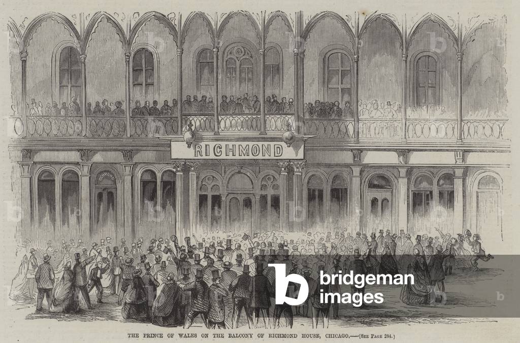 The Prince of Wales on the Balcony of Richmond House, Chicago (engraving)