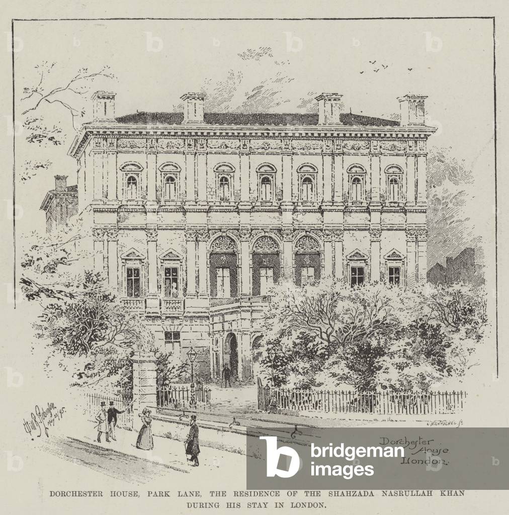 Dorchester House Park Lane, the Residence of the Shahzada Nasrullah Khan during his Stay in London (engraving)