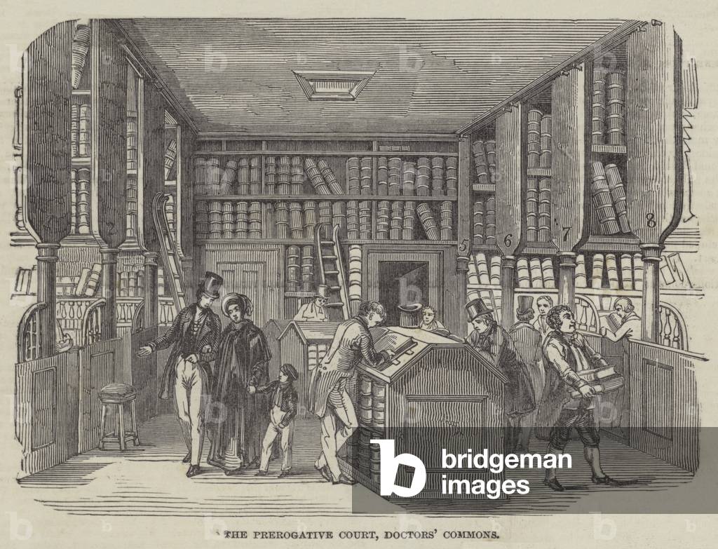 The Prerogative Court, Doctors' Commons (engraving)