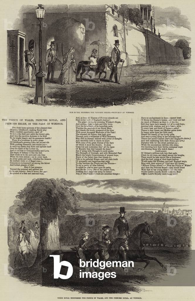 The Prince of Wales, Princess Royal, and Princess Helen, in the Park of Windsor (engraving)