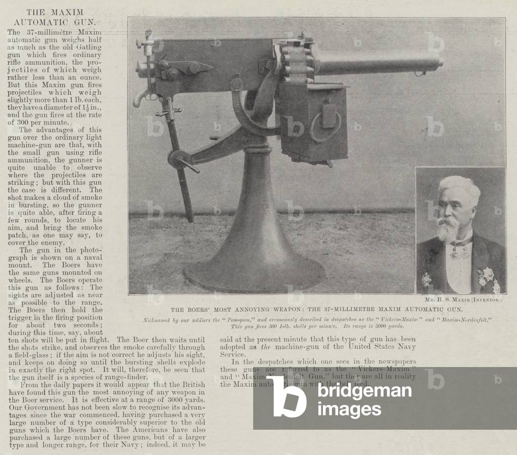The Boers' Most Annoying Weapon, the 37-millimetre Maxim Automatic Gun (b/w photo)
