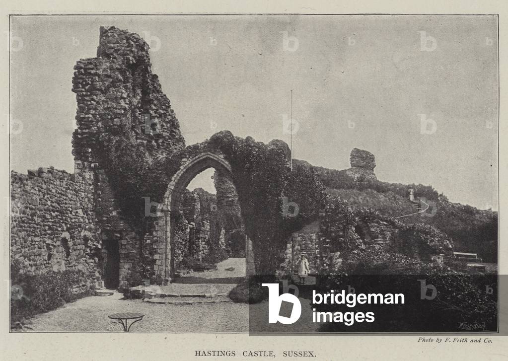 Hastings Castle, Sussex (b/w photo)