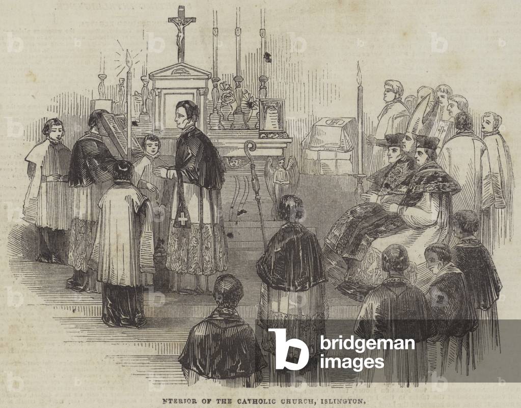 Interior of the Catholic Church, Islington (engraving)