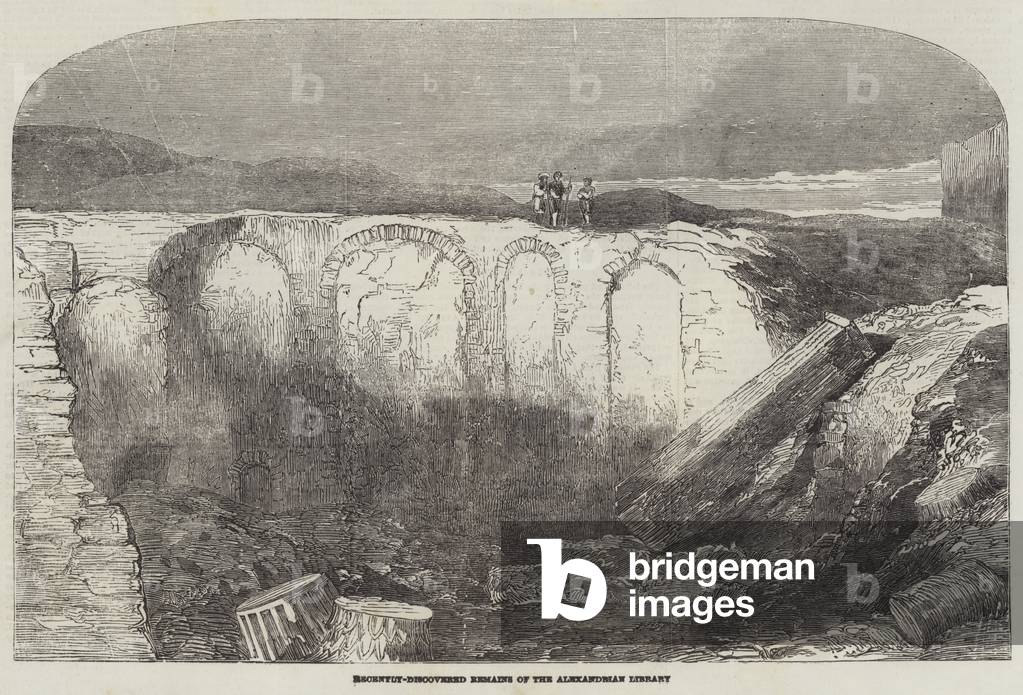 Recently-Discovered Remains of the Alexandrian Library (engraving)