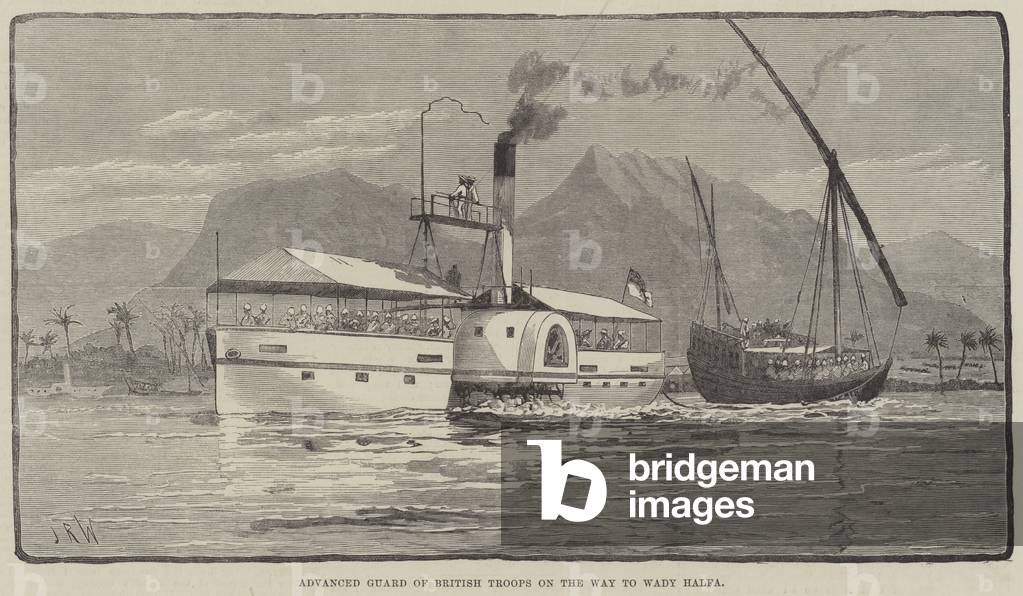 Advanced Guard of British Troops on the Way to Wady Halfa (engraving)