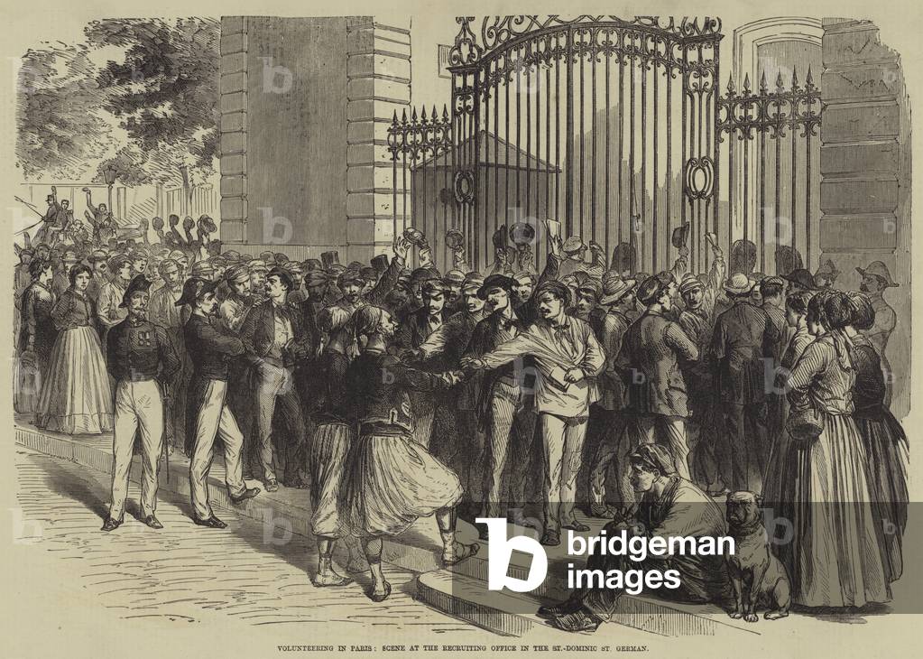 Volunteering in Paris, Scene at the Recruiting Office in the St Dominic, St German (engraving)