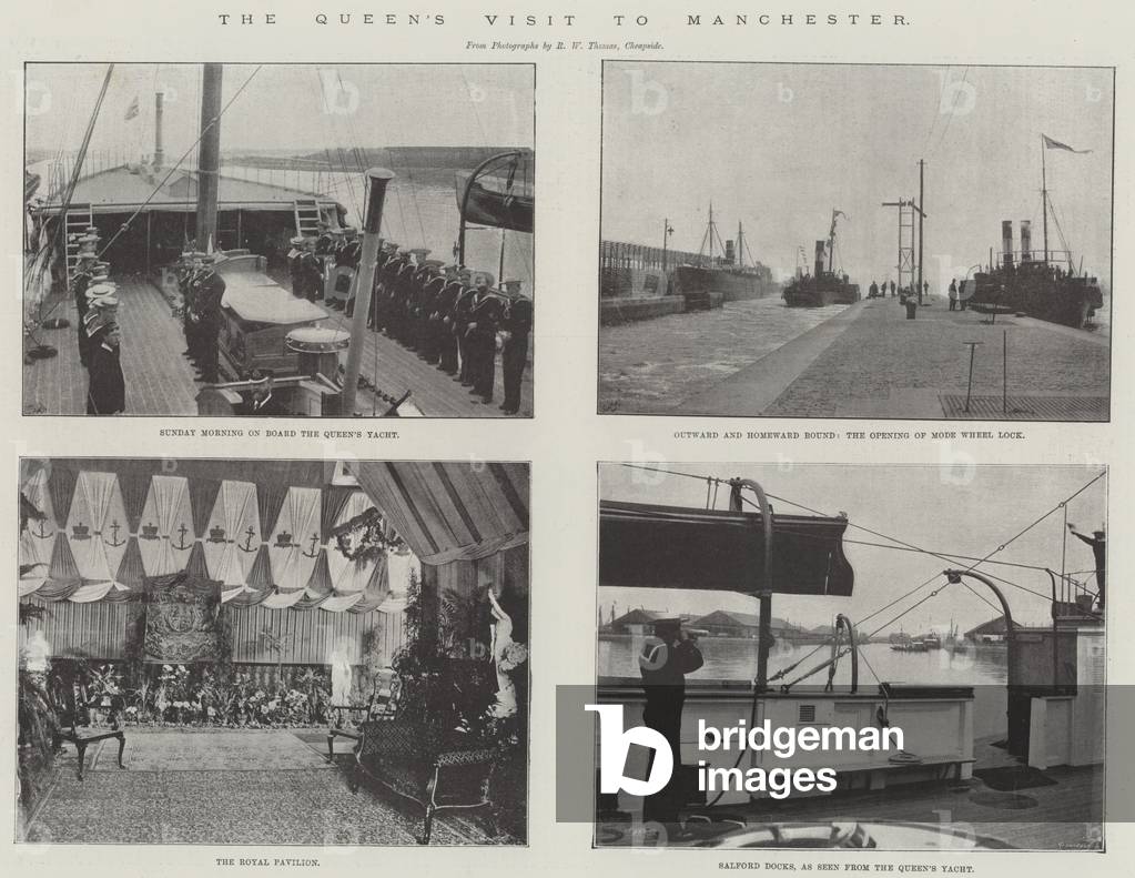 The Queen's Visit to Manchester (b/w photo)