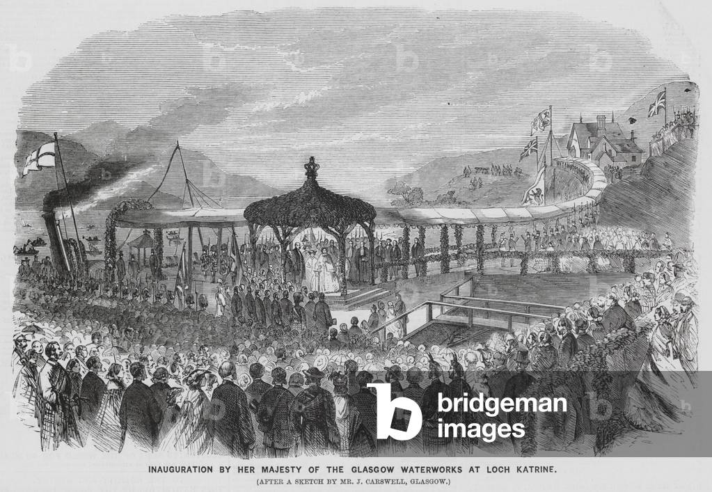 Inauguration of the Glasgow Waterworks by Queen Victoria (engraving)