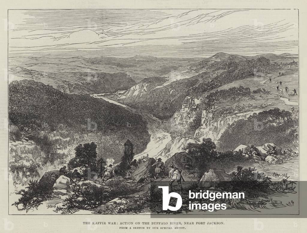 The Kaffir War, Action on the Buffalo River, near Fort Jackson (engraving)