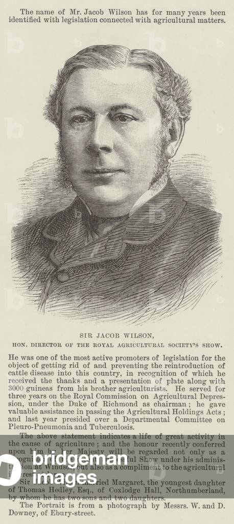 Sir Jacob Wilson, Honourable Director of the Royal Agricultural Society's Show (engraving)
