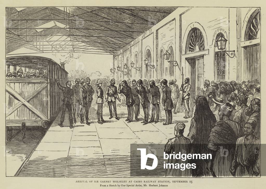 Arrival of Sir Garnet Wolseley at Cairo Railway Station, 15 September (engraving)