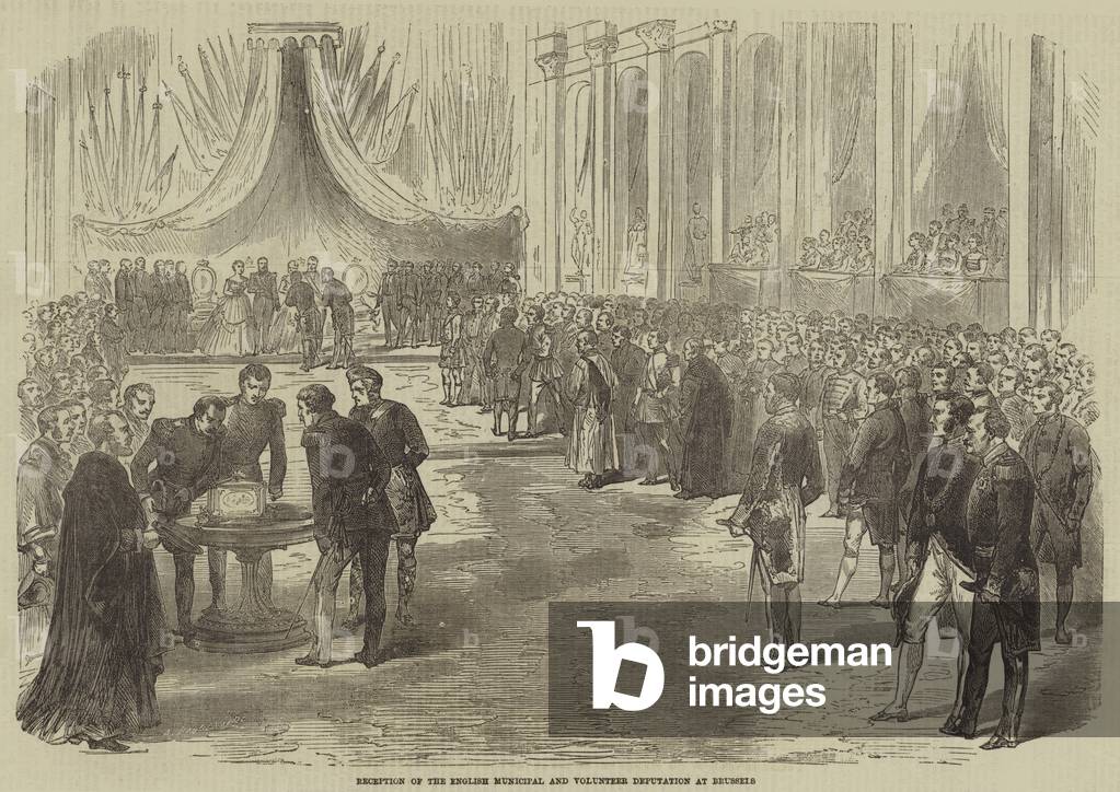 Reception of the English Municipal and Volunteer Deputation at Brussels (engraving)