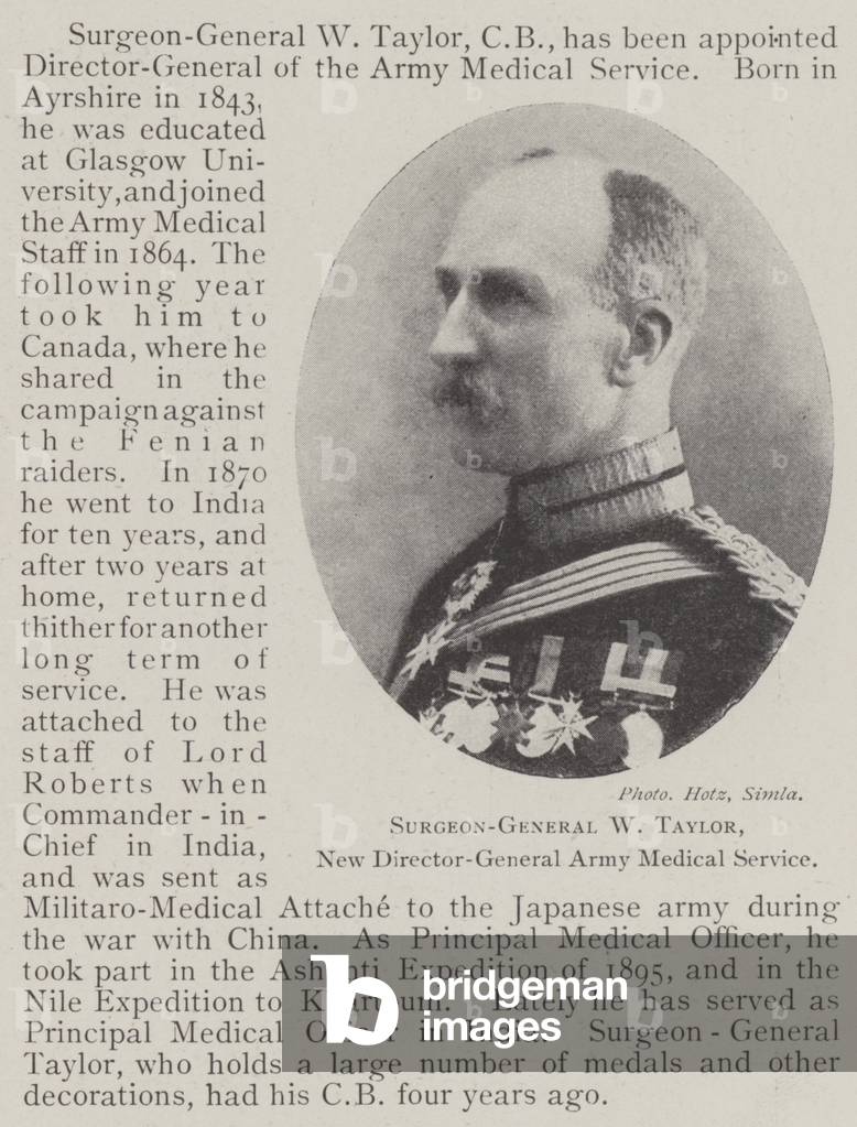 Surgeon-General W Taylor, New Director-General Army Medical Service (b/w photo)