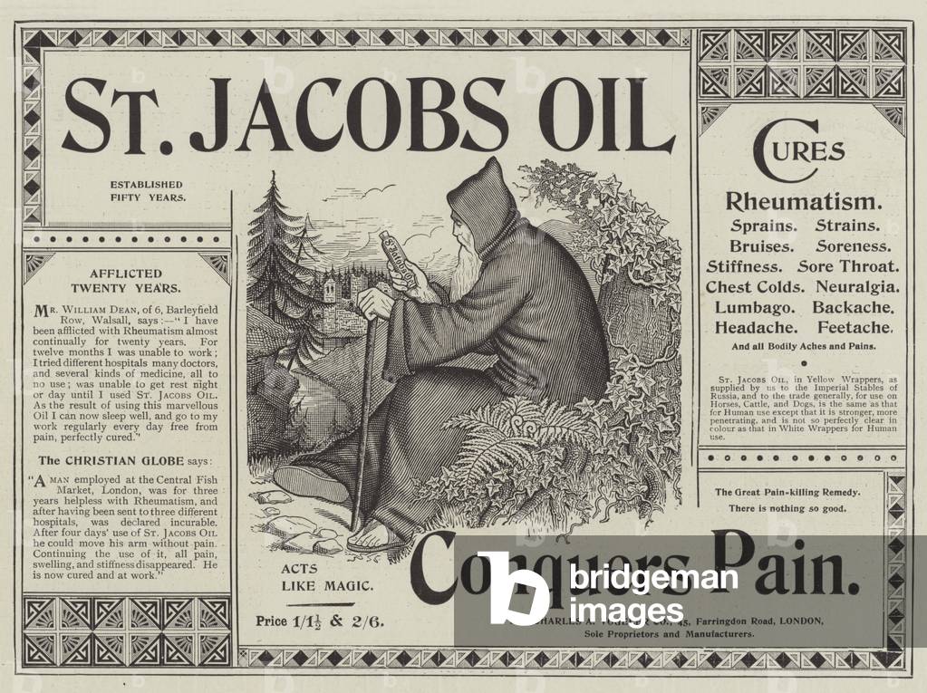 Advertisement, St Jacobs Oil (engraving)