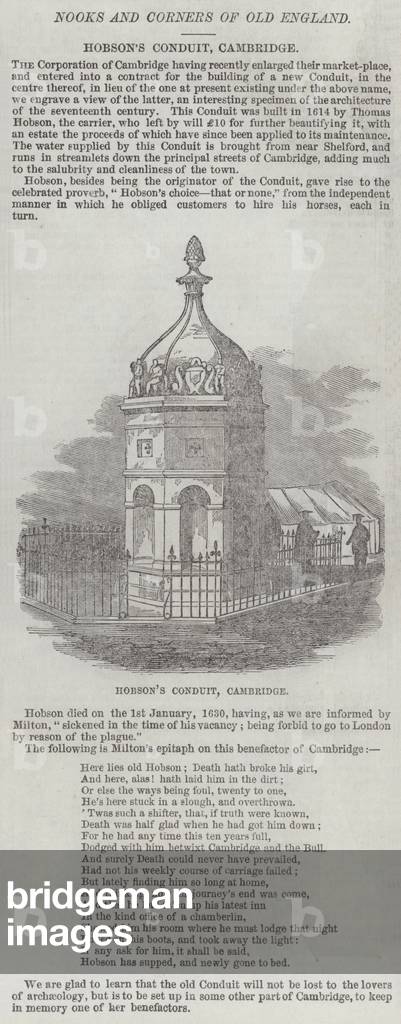 Hobson's Conduit, Cambridge (engraving)