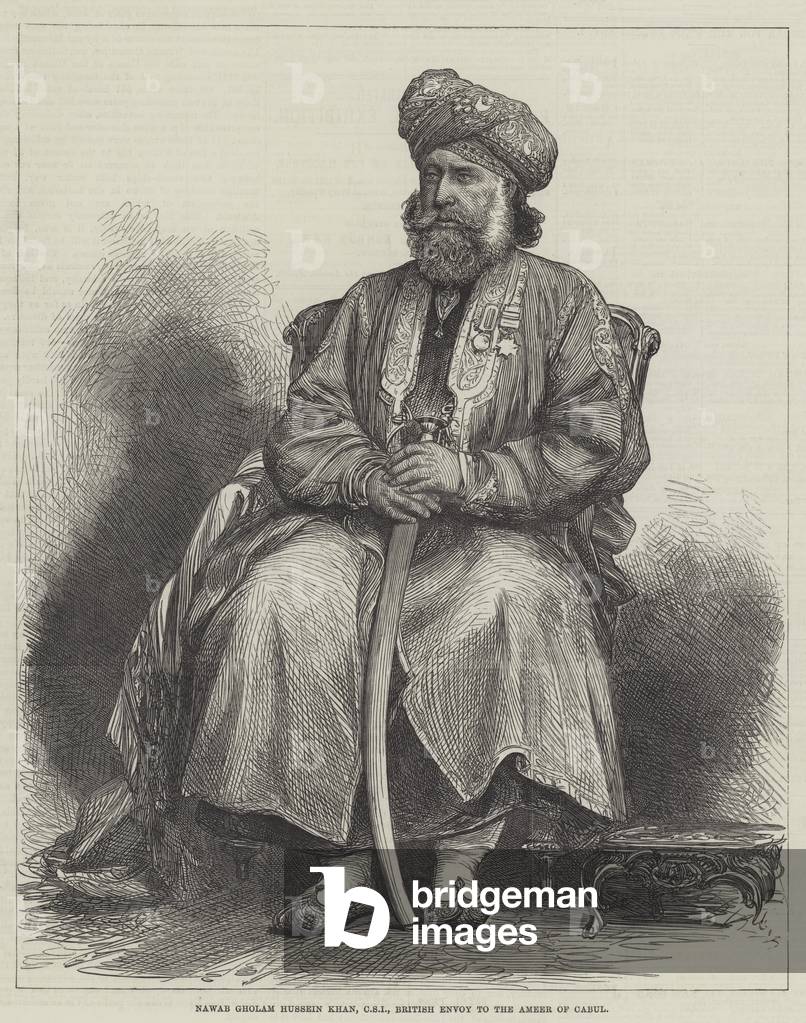 Nawab Gholam Hussein Khan, CSI, British Envoy to the Ameer of Cabul (engraving)