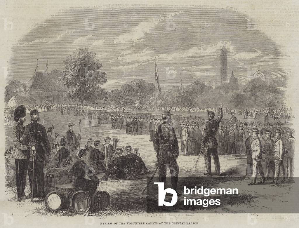 Review of the Volunteer Cadets at the Crystal Palace (engraving)
