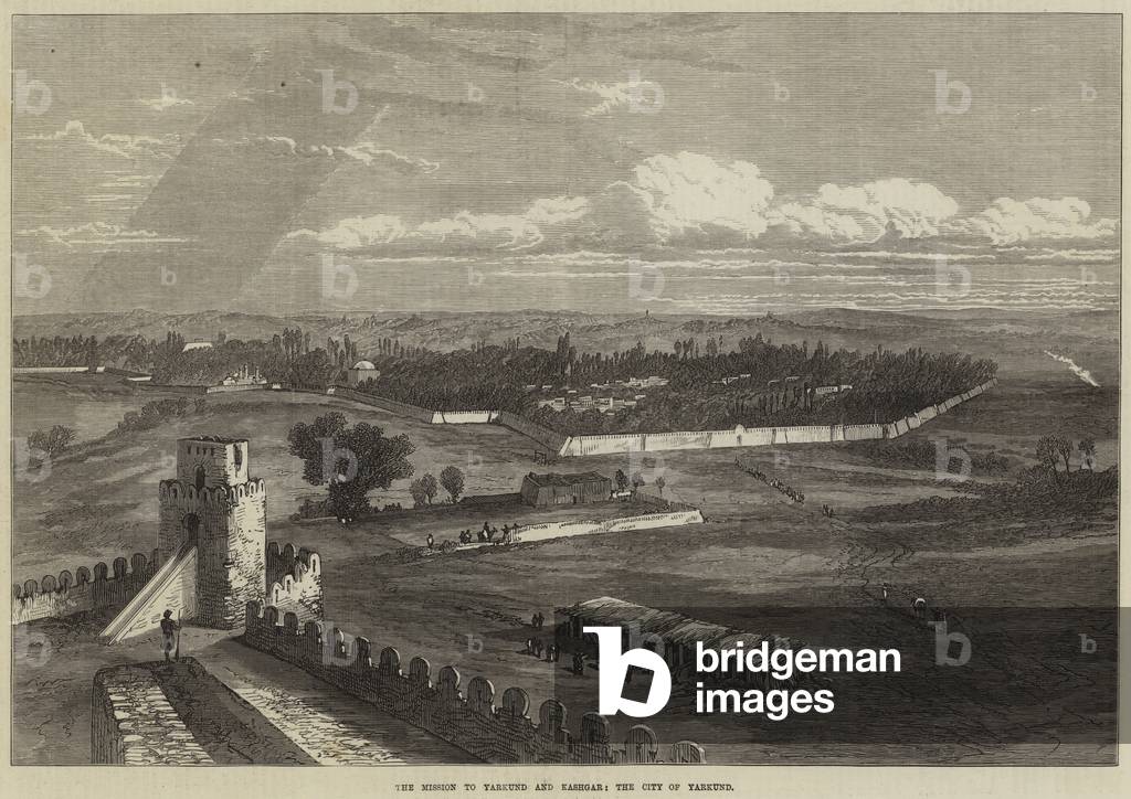 The Mission to Yarkund and Kashgar, the City of Yarkund (engraving)